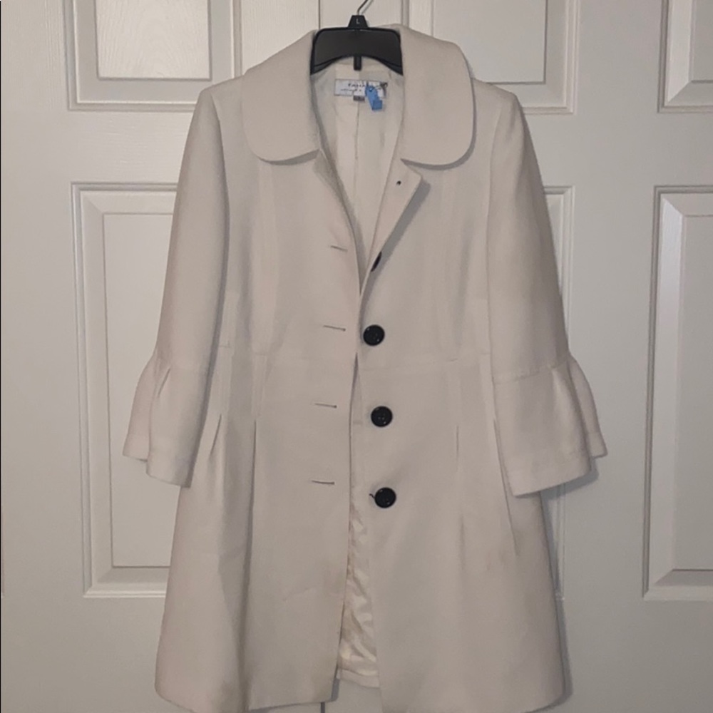Tahari knee length white jacket
